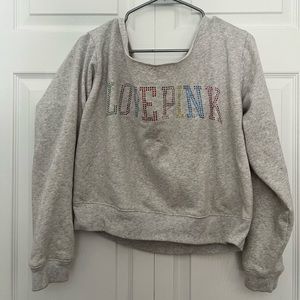 PINK Cropped Off The Shoulder Sweatshirt